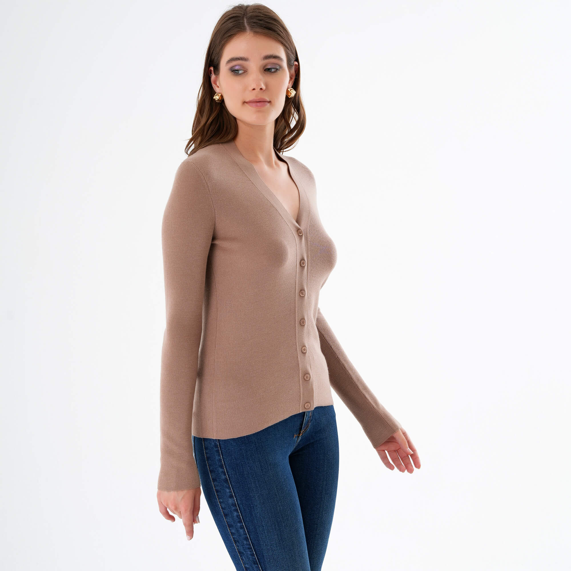 Fendi - Light Brown Classic Cardigan W FF Logo IT42